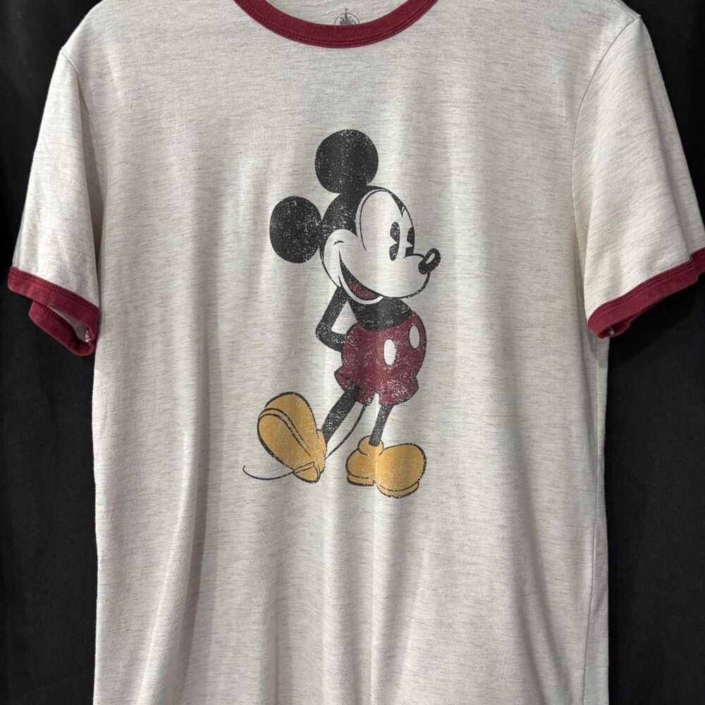 Disney Men's Grey and Burgundy T-shirt